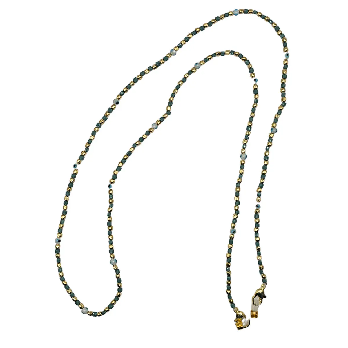 Teal & Gold Evil Eye Mix Glasses Chain