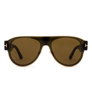 Tom Ford Men's Dark Brown Aviator Sunglasses