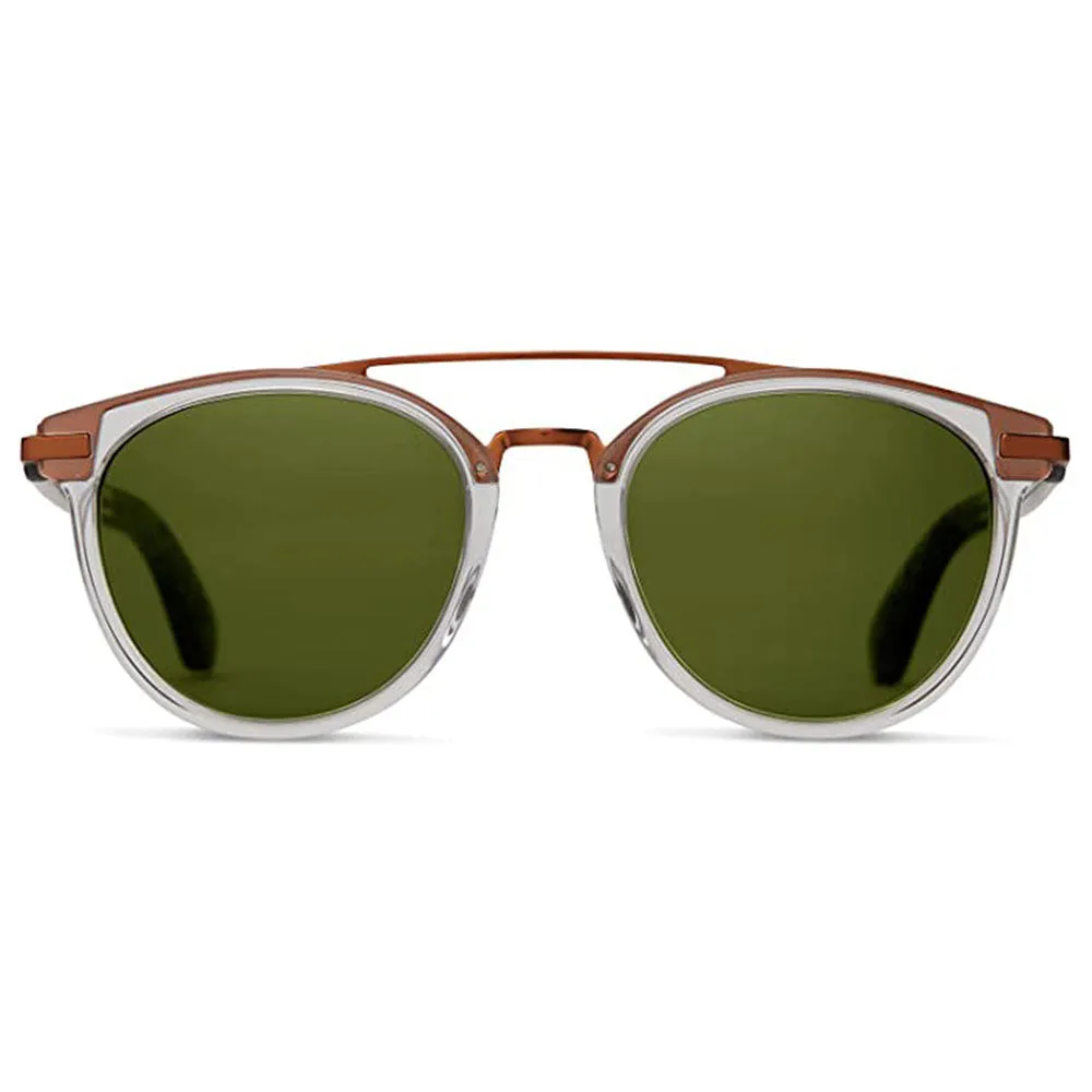 TOMS Unisex Clear Frame Bottle Green Lens Round Sunglasses - 10009607