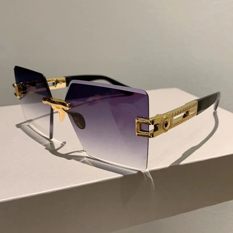 VAIGE Oversized Rimless Square Sunglasses in Multi-Color Gradient