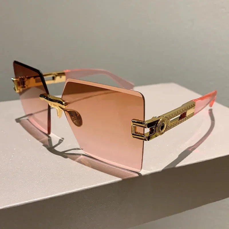 VAIGE Oversized Rimless Square Sunglasses in Multi-Color Gradient