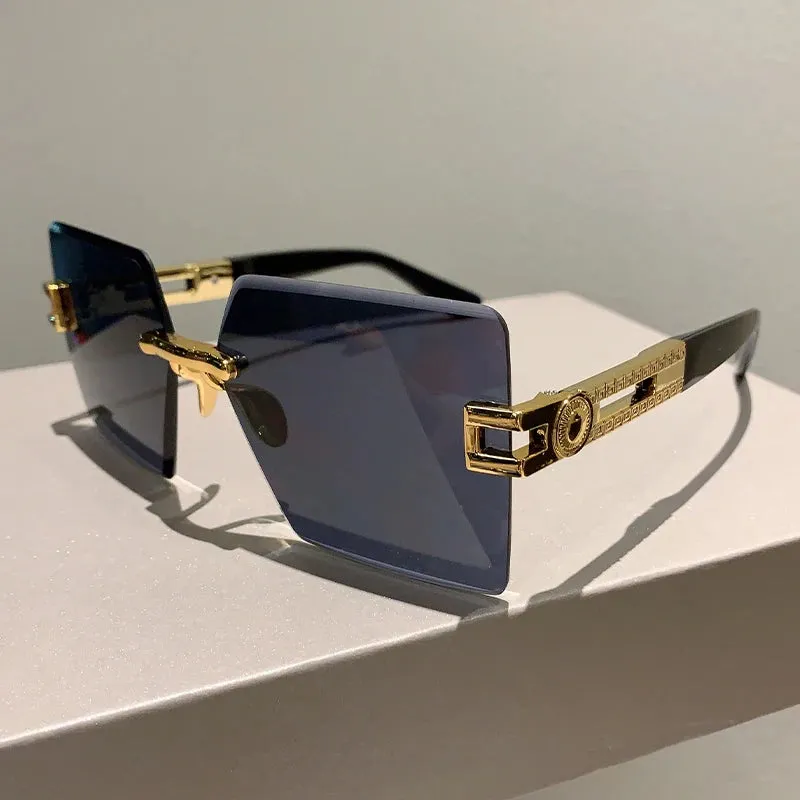 VAIGE Oversized Rimless Square Sunglasses in Multi-Color Gradient