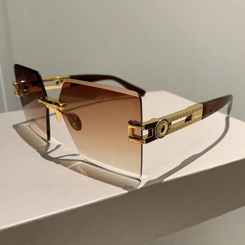 VAIGE Oversized Rimless Square Sunglasses in Multi-Color Gradient