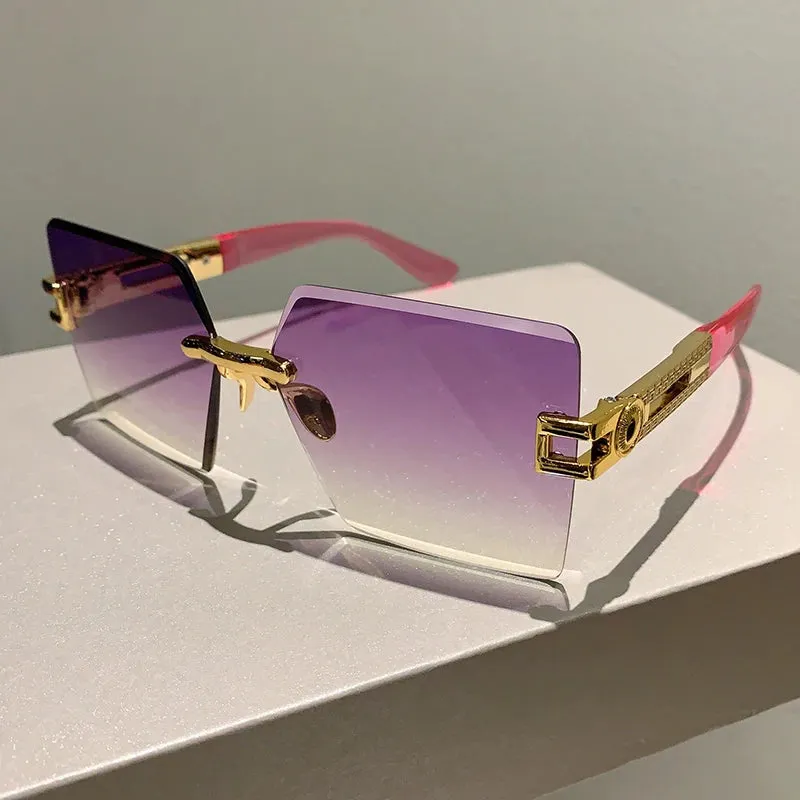 VAIGE Oversized Rimless Square Sunglasses in Multi-Color Gradient