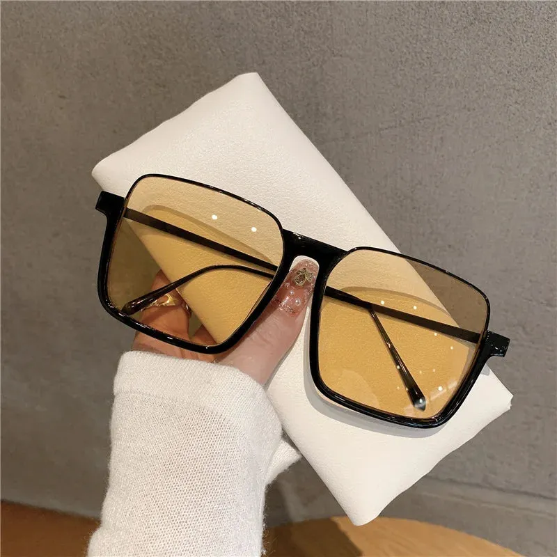 VAIGE Retro Pink Metal Square Frame Sunglasses with UV Protection