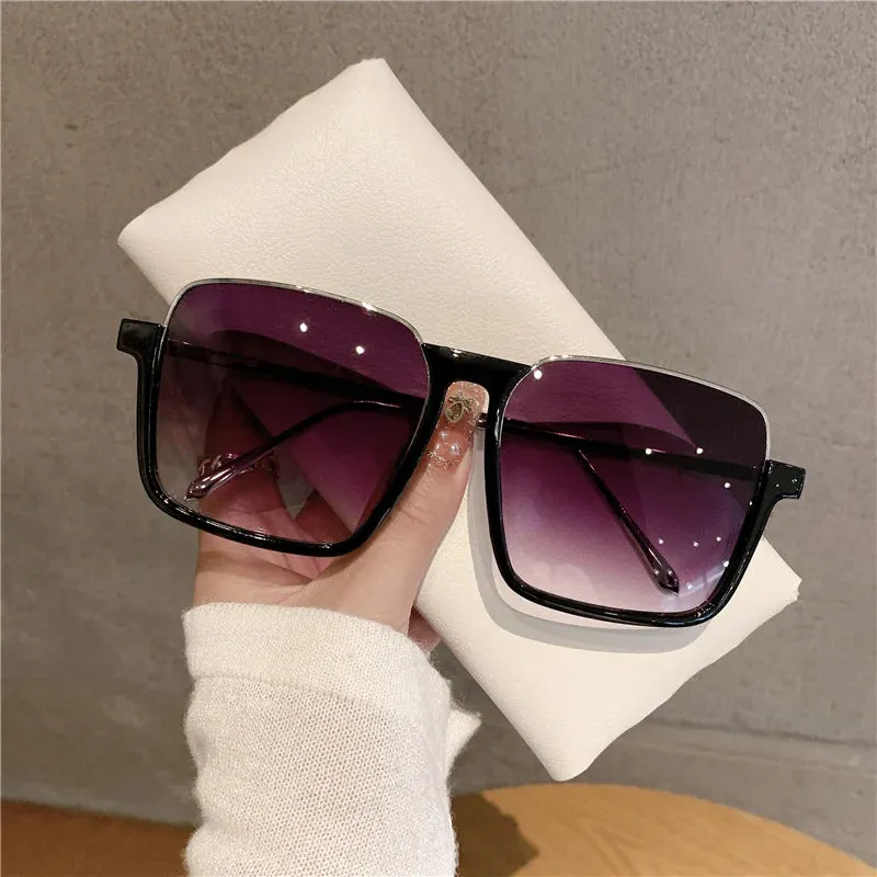 VAIGE Retro Pink Metal Square Frame Sunglasses with UV Protection