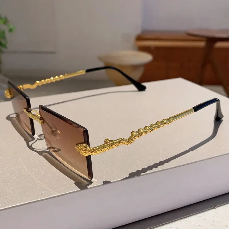 VAIGE Vintage Twisted Snake Leg Gradient Sunglasses in Stunning Red and Gold