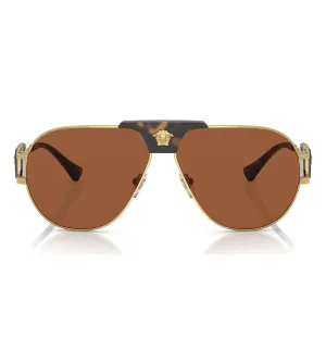 Versace Men's Dark Brown Aviator Sunglasses