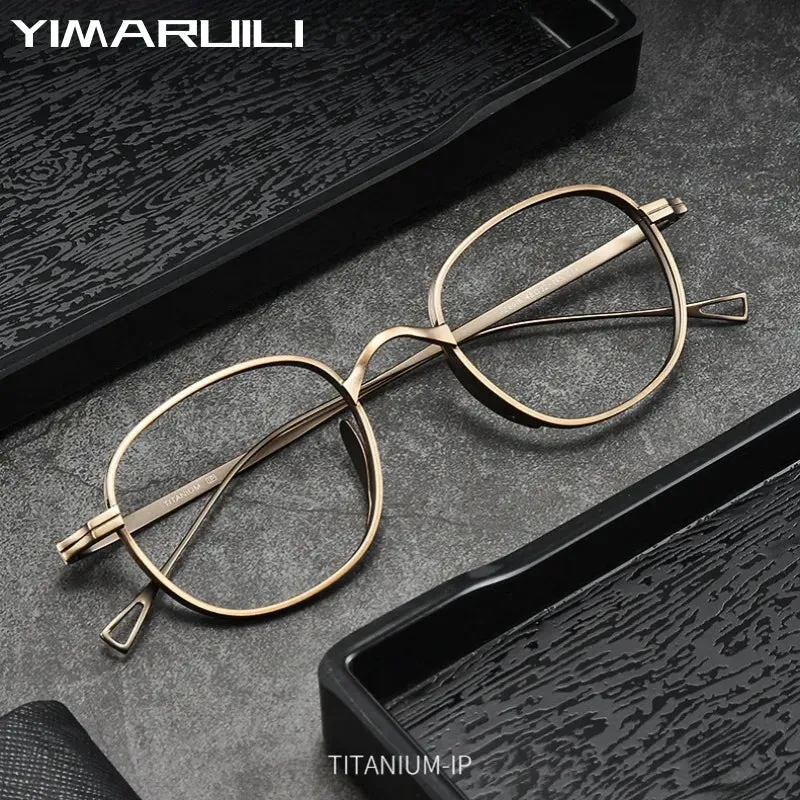 Yimaruili Unisex Full Rim Round Titanium Alloy Eyeglasses 8016