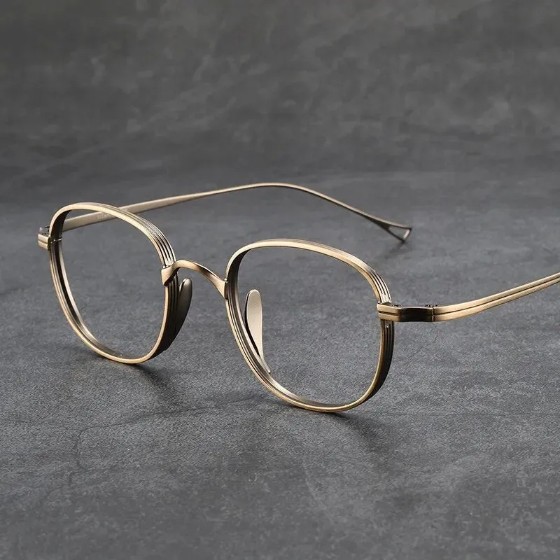 Yimaruili Unisex Full Rim Round Titanium Alloy Eyeglasses 8016
