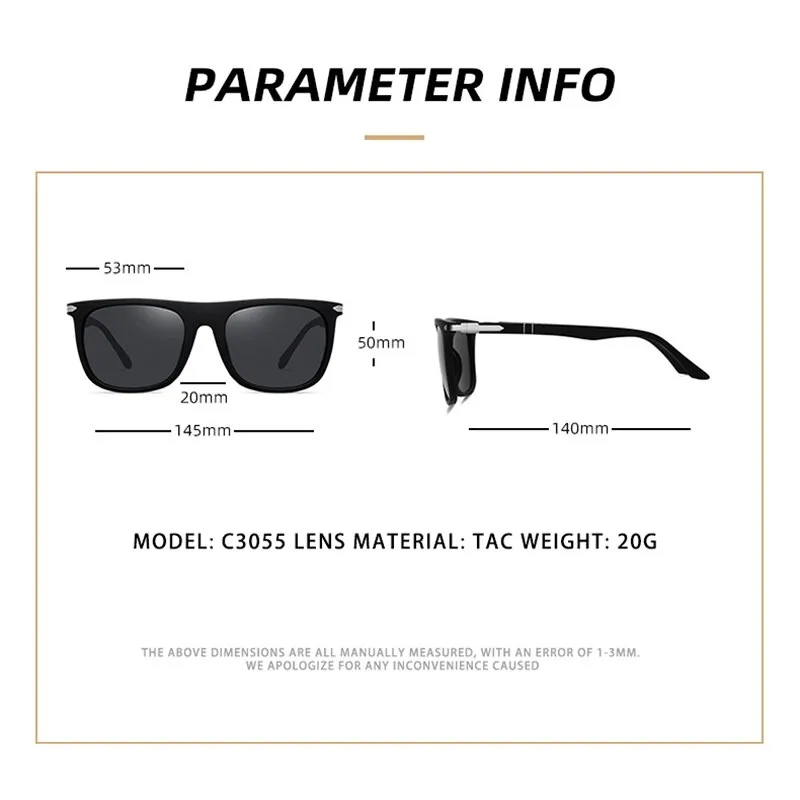 Yimaruili Unisex Full Rim Square Tr 90 Polarized Sunglasses C3055